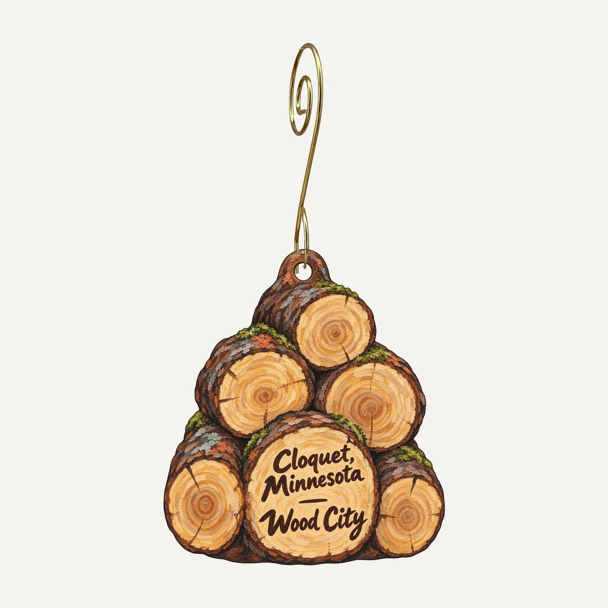The Fig Tree Town Icon custom wood ornament OC1342 hanging on hook