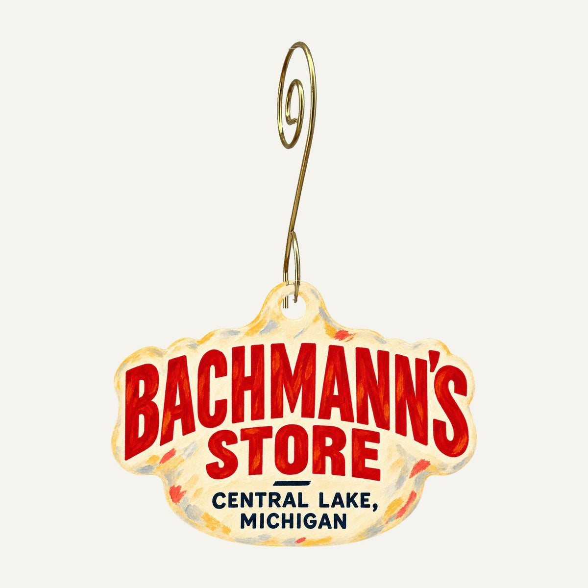 Bachmann's Store Logo custom wood ornament OC1343 hanging on hook