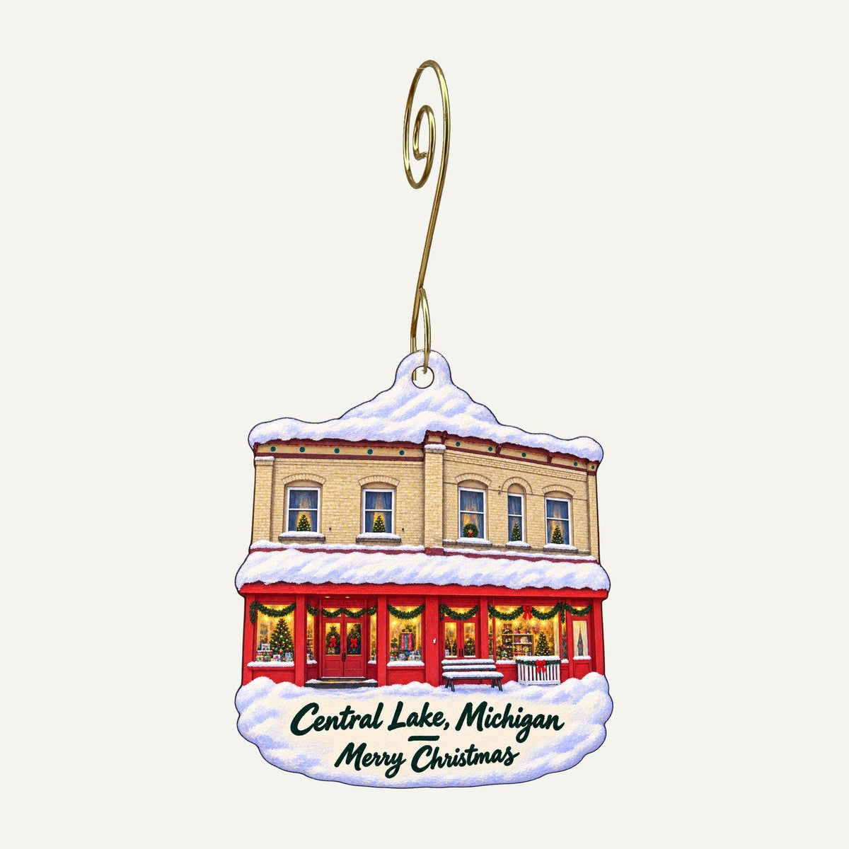 Bachmann's Store Christmas custom wood ornament OC1344 hanging on hook