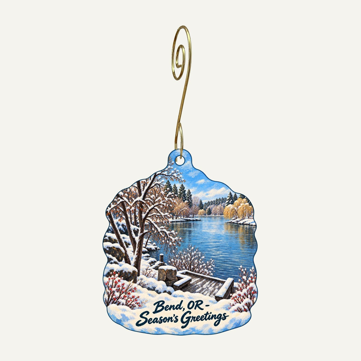 Lotus Moon Boutique Christmas custom wood ornament OC1347 hanging on hook