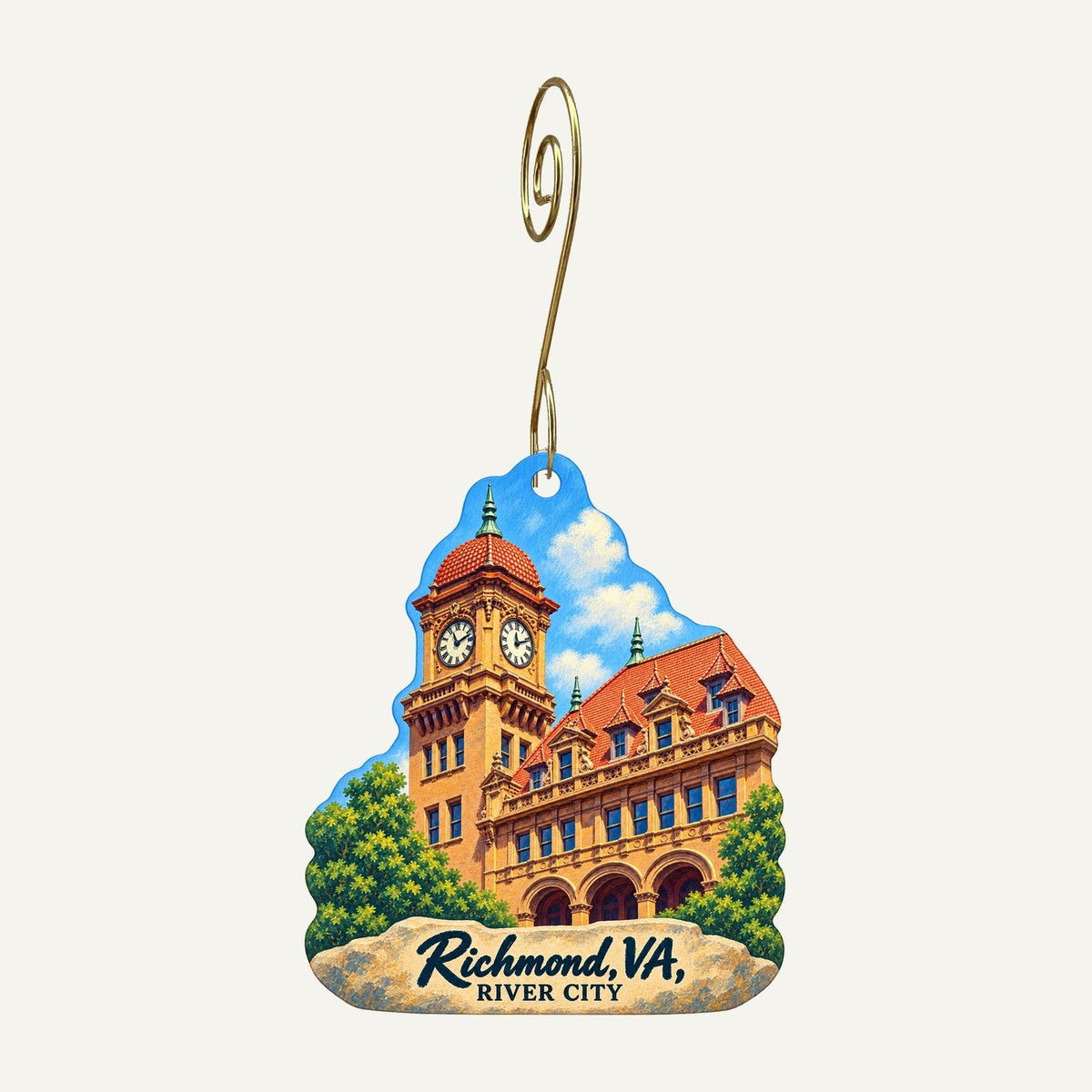 Crossroads Records Town Icon custom wood ornament OC1351 hanging on hook