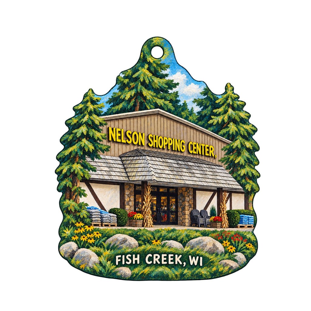 Nelson Shopping Center Logo custom wood ornament OC1352 on white
