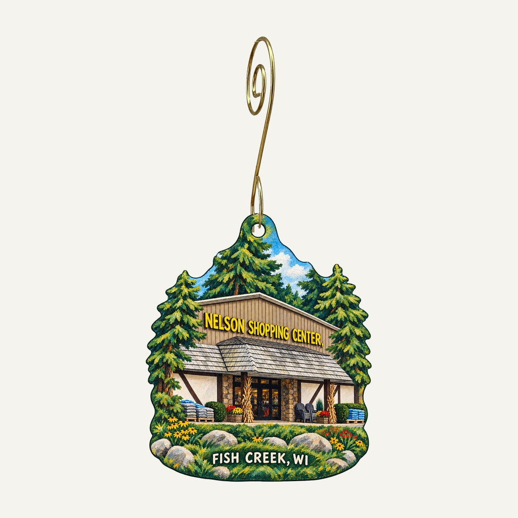 Nelson Shopping Center Logo custom wood ornament OC1352 hanging on hook