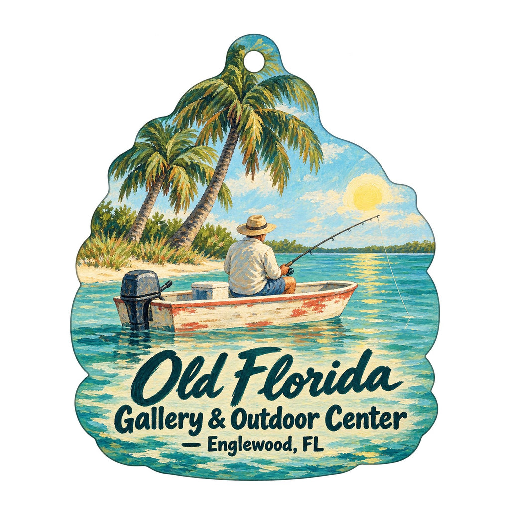 Old Florida Gallery & Outdoor Center Logo custom wood ornament OC1355 on white