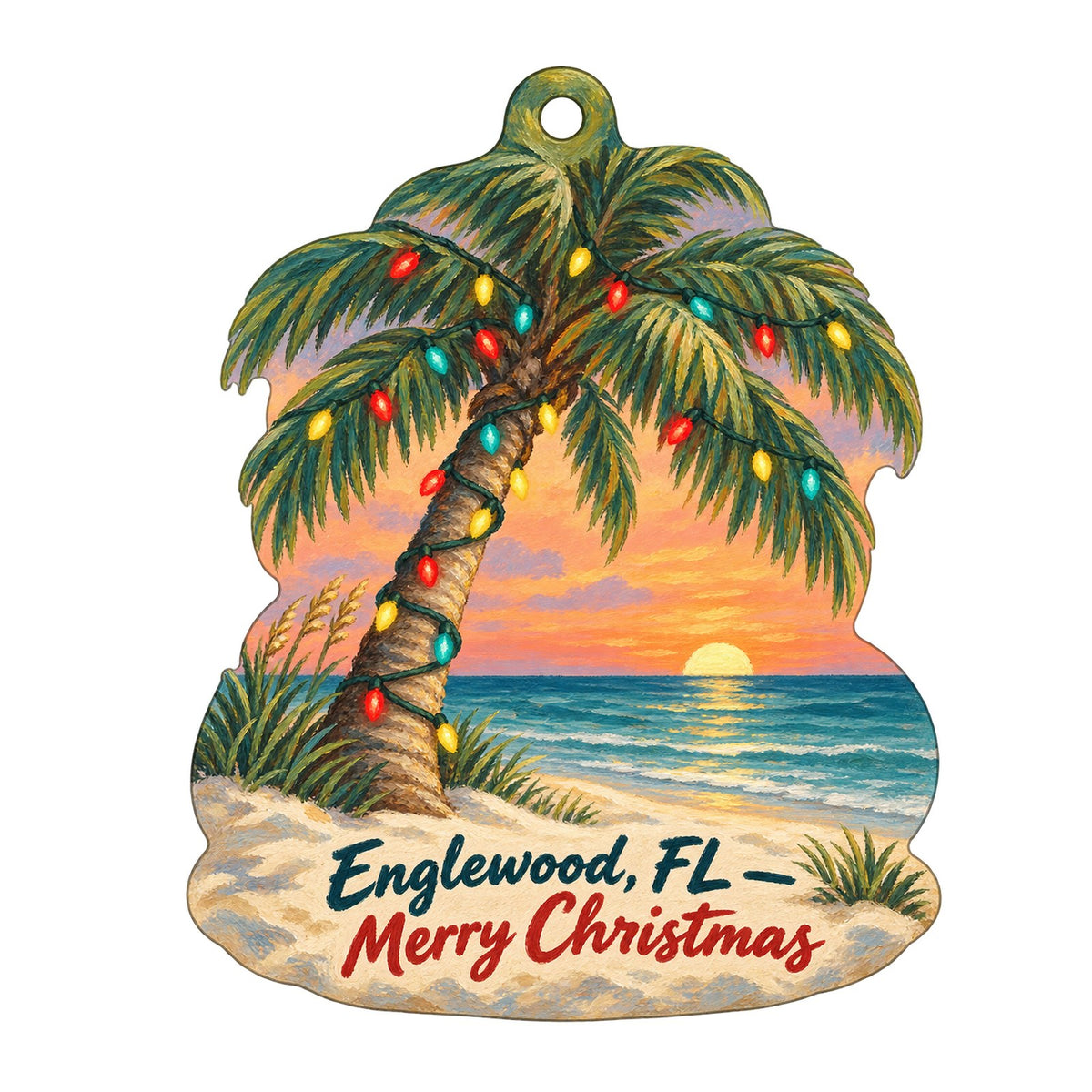 Old Florida Gallery & Outdoor Center Christmas custom wood ornament OC1356 on white