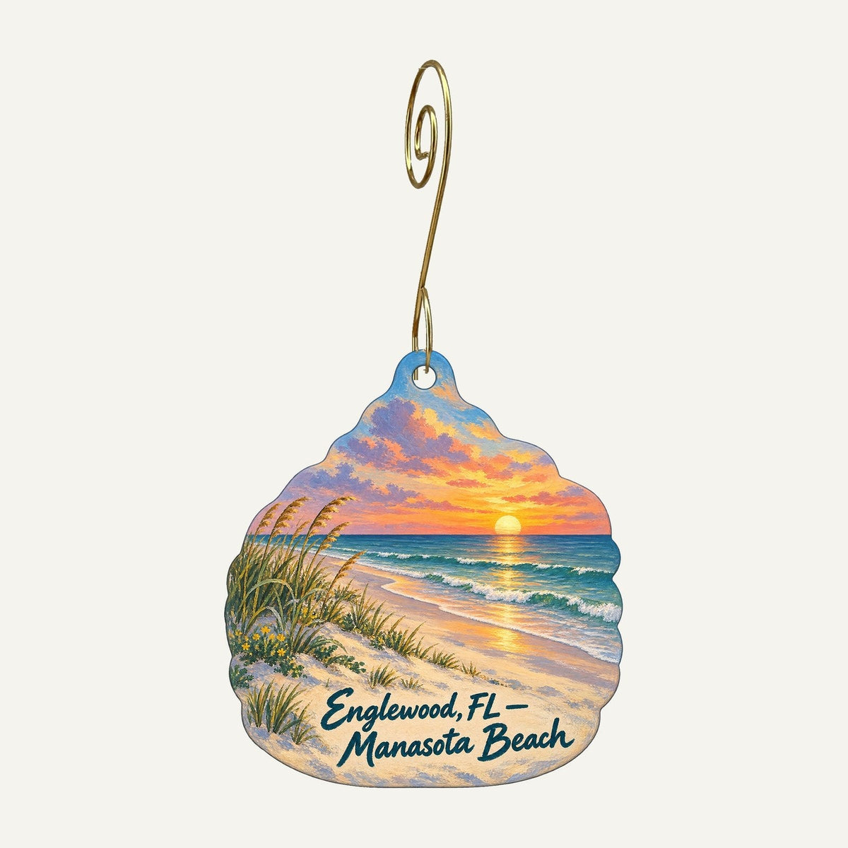 Old Florida Gallery & Outdoor Center Town Icon custom wood ornament OC1357 hanging on hook
