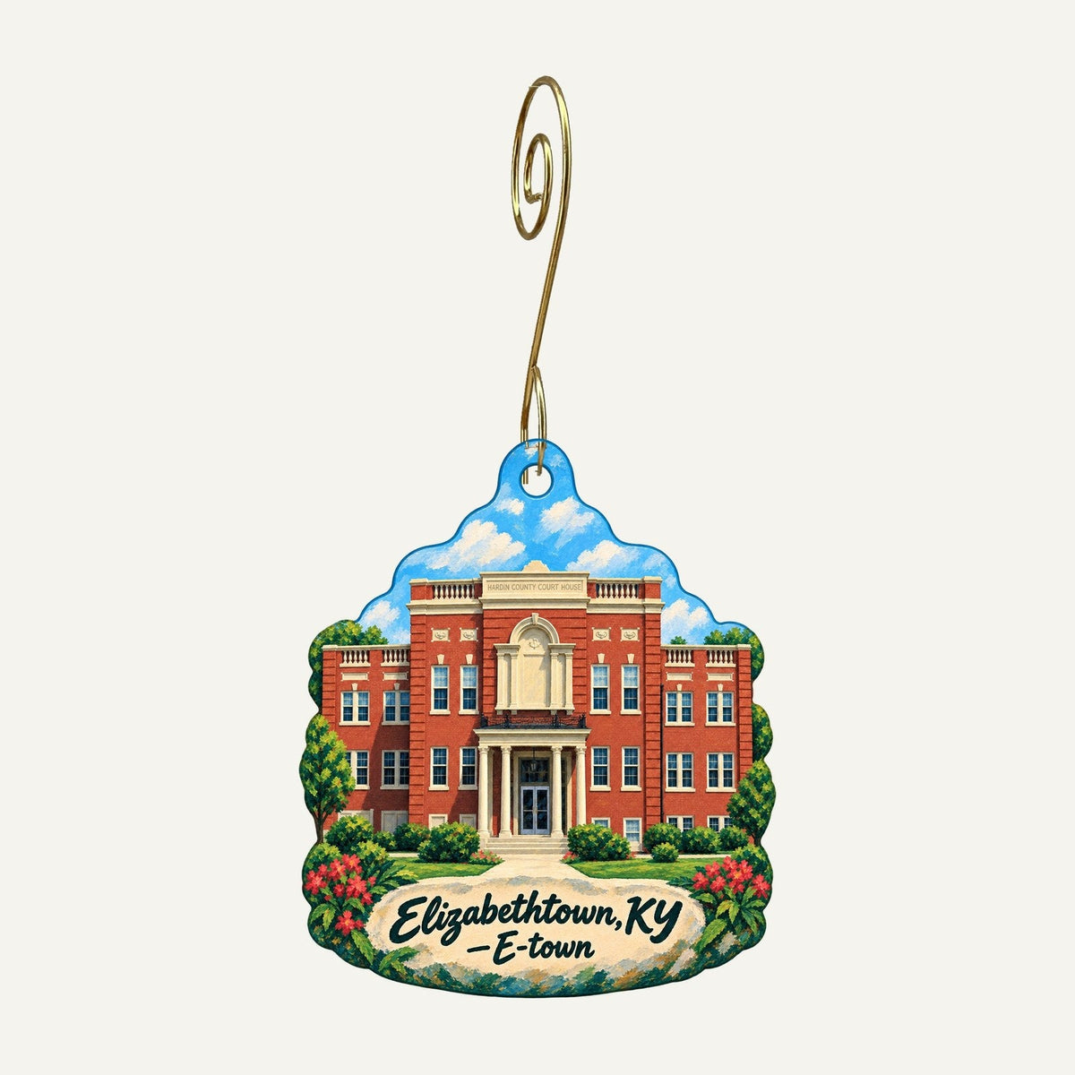 Jeminley Boutique Town Icon custom wood ornament OC1363 hanging on hook