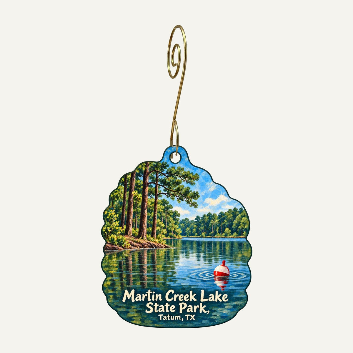 Martin Creek Lake State Park Logo custom wood ornament OC1364 hanging on hook