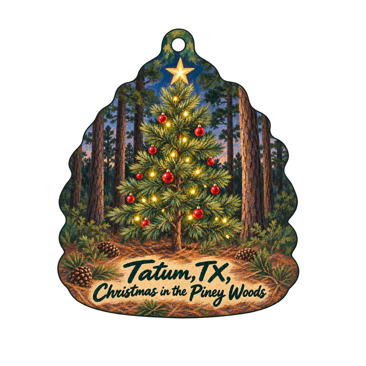 Martin Creek Lake State Park Christmas custom wood ornament OC1365 on white