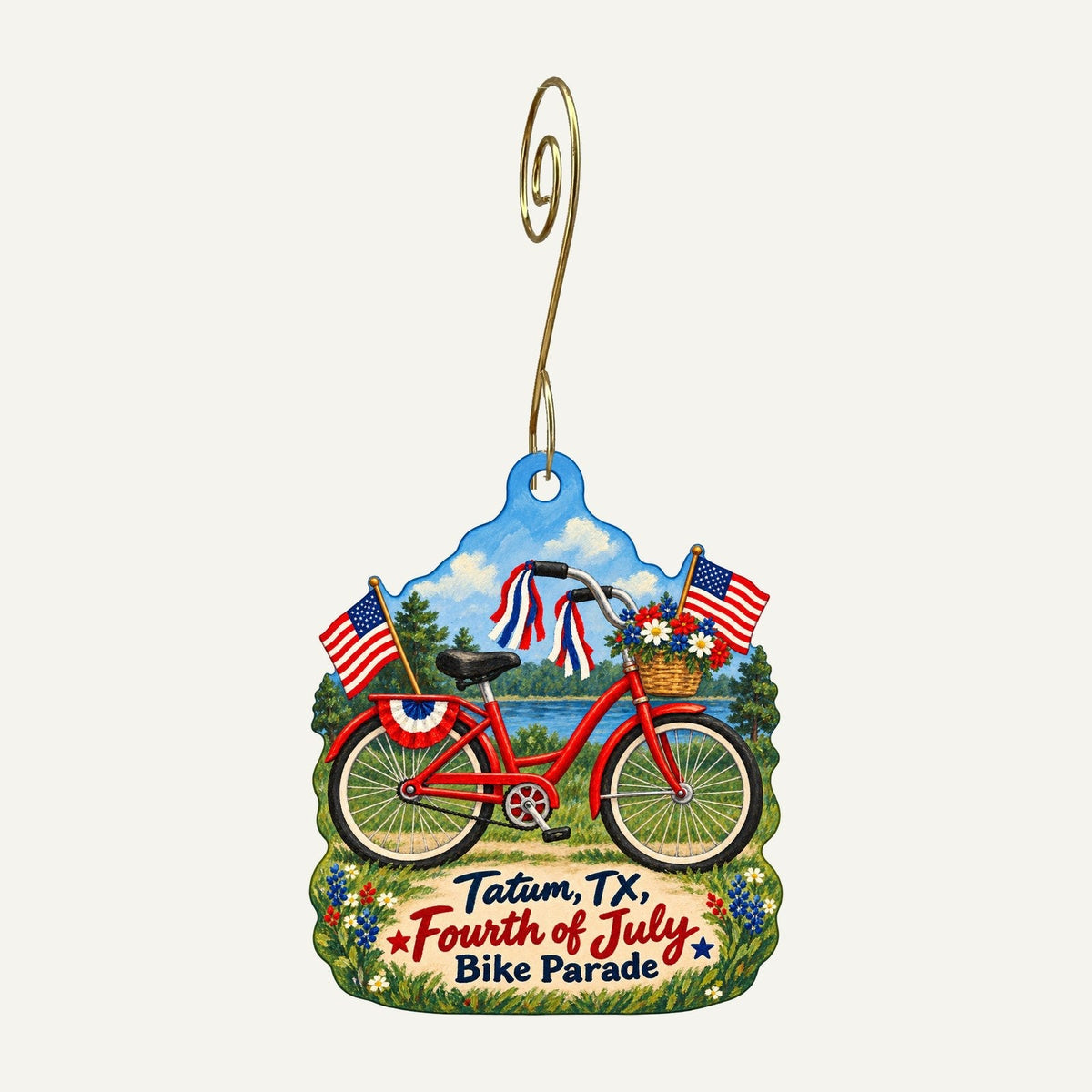 Martin Creek Lake State Park Town Icon custom wood ornament OC1366 hanging on hook