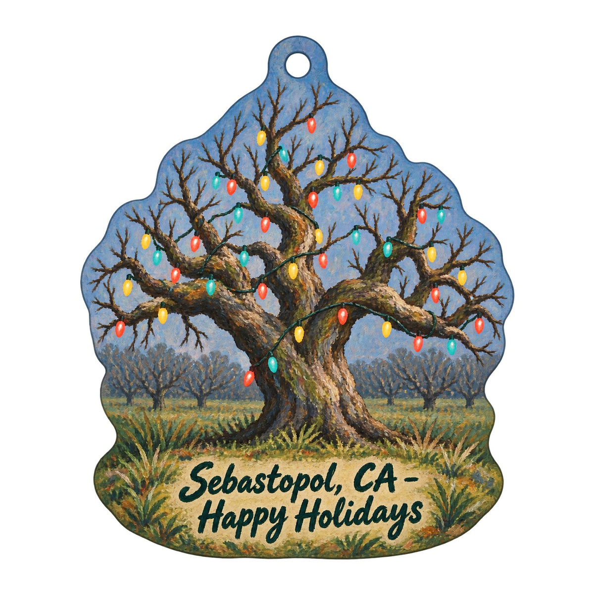 Serene Clothing and Gifts Christmas custom wood ornament OC1368 on white