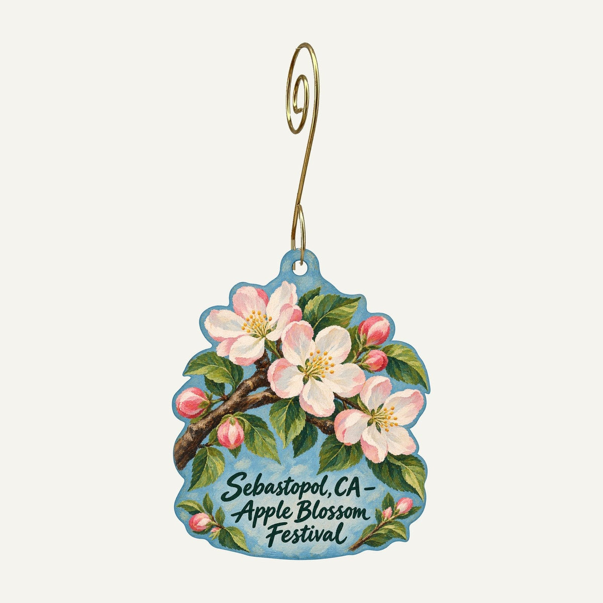 Serene Clothing and Gifts Town Icon custom wood ornament OC1369 hanging on hook