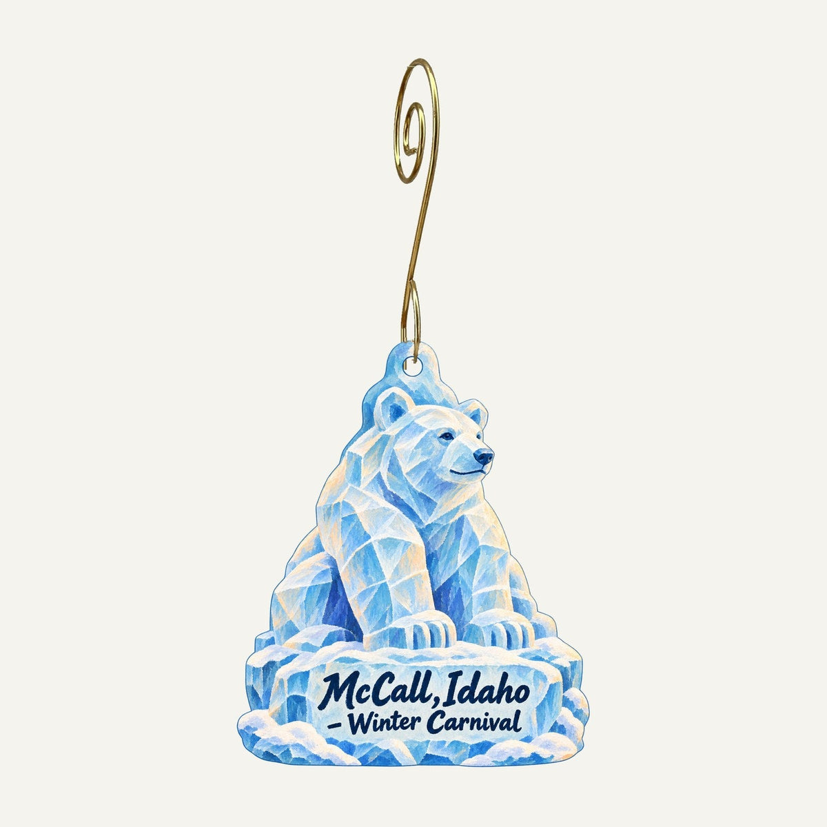 Backcountry Boutique Town Icon custom wood ornament OC1375 hanging on hook