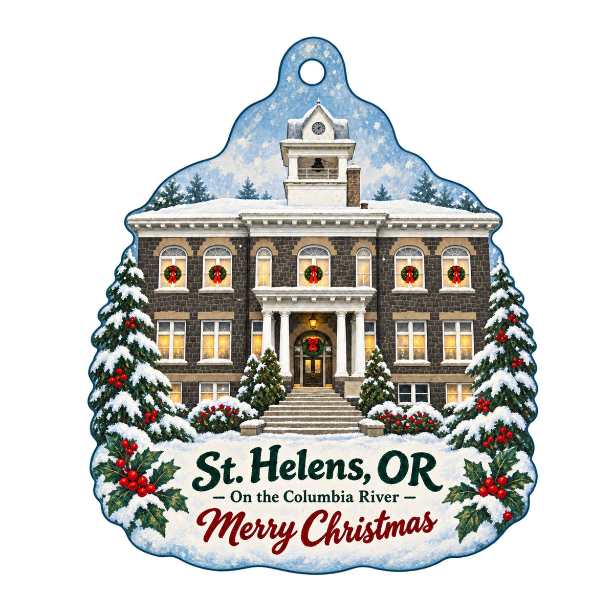 Spilt Ink Gallery & Gifts Christmas custom wood ornament OC1377 on white