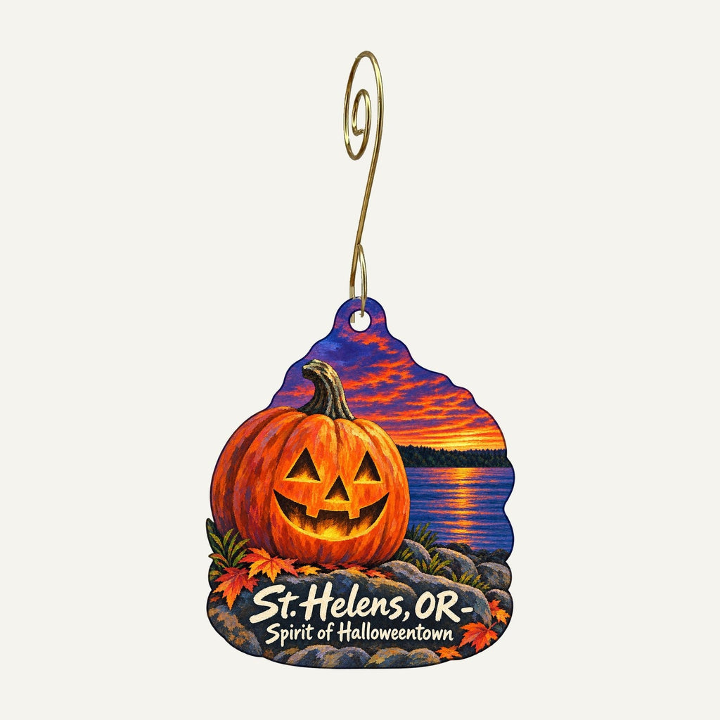 Spilt Ink Gallery & Gifts Town Icon custom wood ornament OC1378 hanging on hook