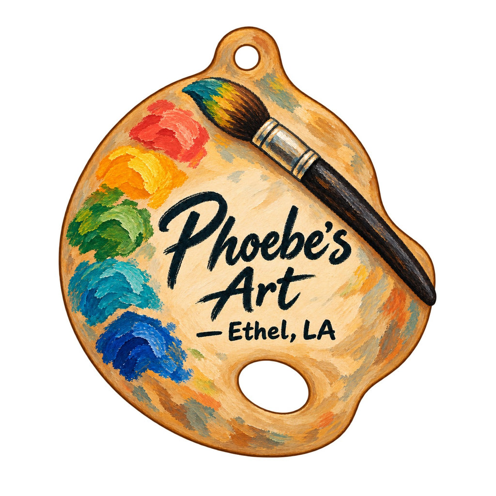 Phoebe's Art Logo custom wood ornament OC1379 on white
