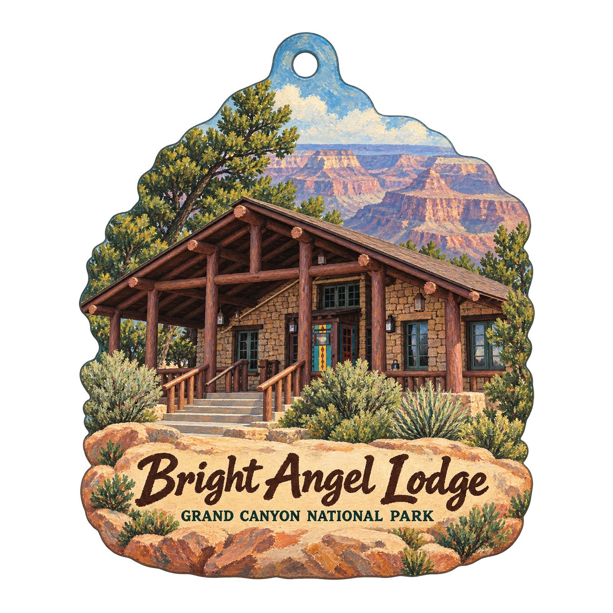 Bright Angel Gift Store Logo custom wood ornament OC137 on white