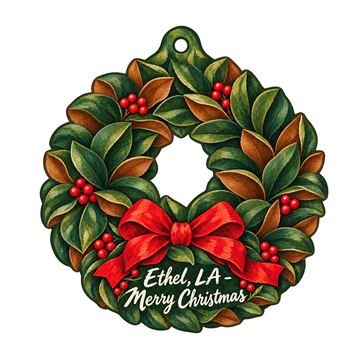 Phoebe's Art Christmas custom wood ornament OC1380 on white