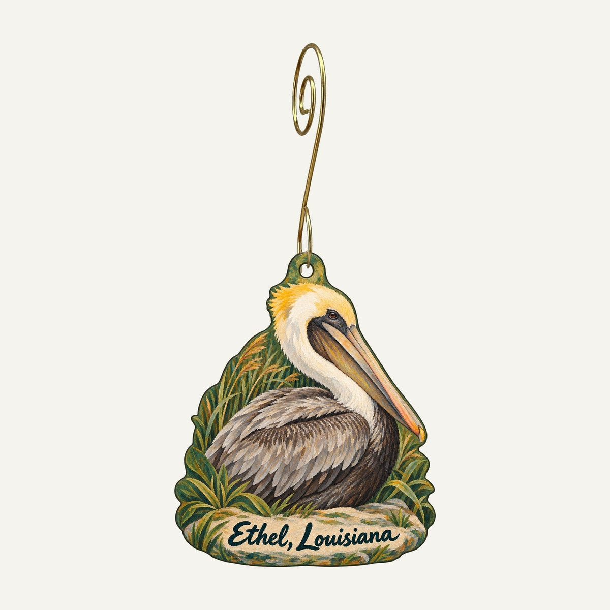 Phoebe's Art Town Icon custom wood ornament OC1381 hanging on hook