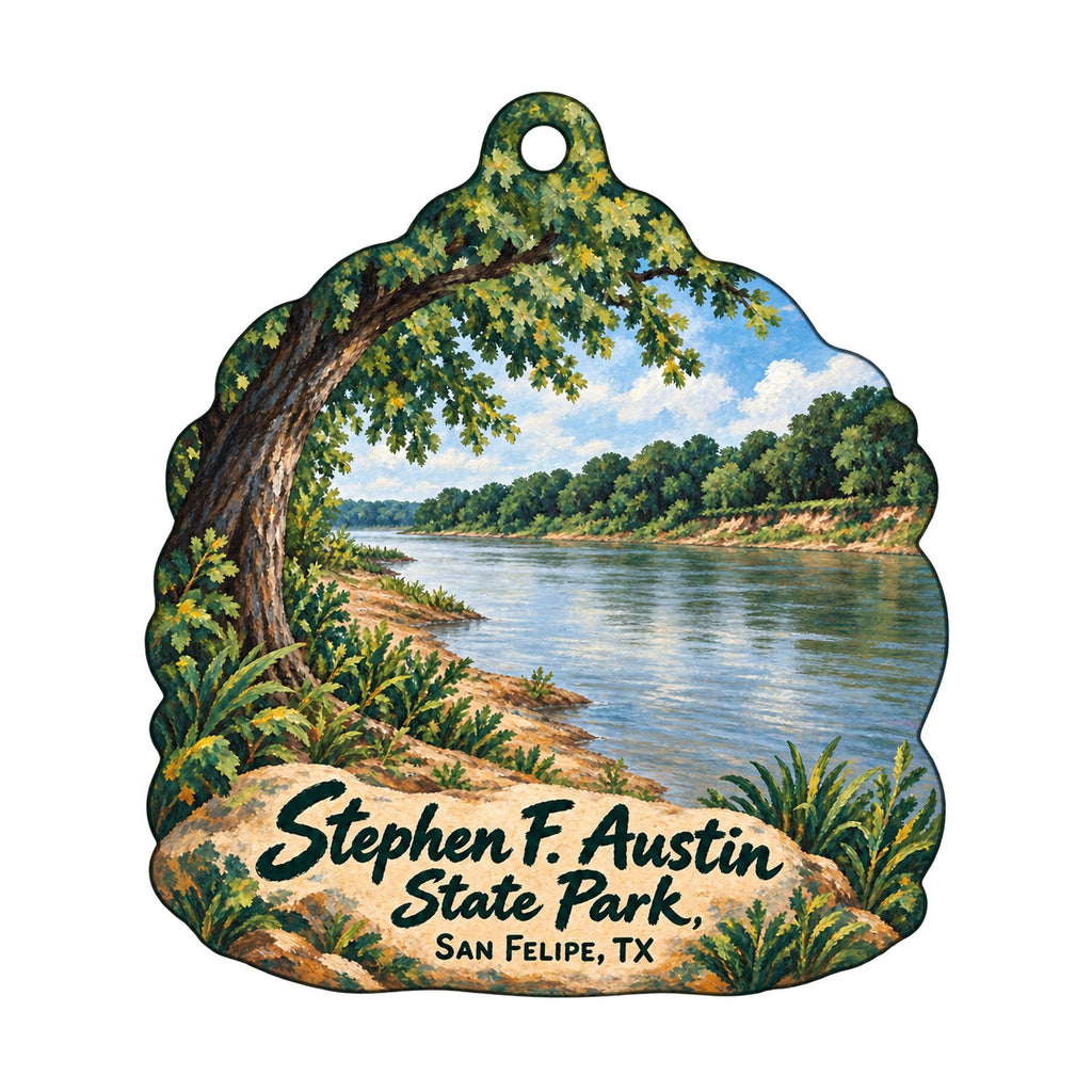 Stephen F. Austin State Park Logo custom wood ornament OC1382 on white