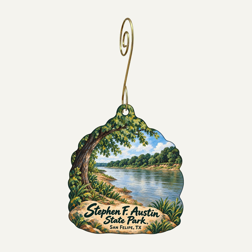 Stephen F. Austin State Park Logo custom wood ornament OC1382 hanging on hook