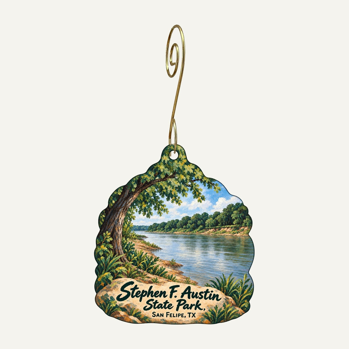 Stephen F. Austin State Park Logo custom wood ornament OC1382 hanging on hook