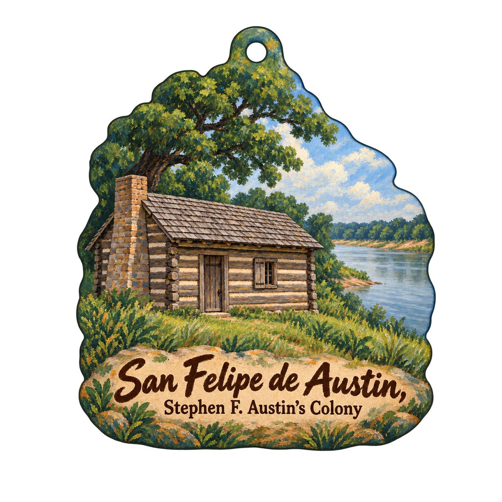 Stephen F. Austin State Park Town Icon custom wood ornament OC1384 on white
