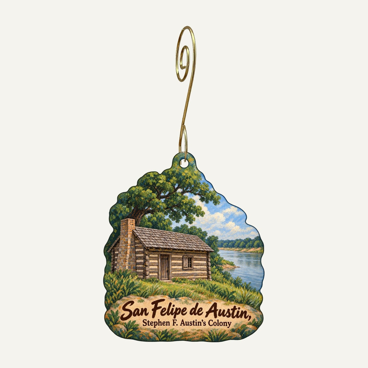 Stephen F. Austin State Park Town Icon custom wood ornament OC1384 hanging on hook