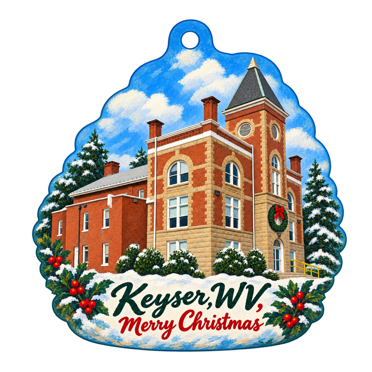 Reeds Drug Store and Fine Gifts Christmas custom wood ornament OC1386 on white