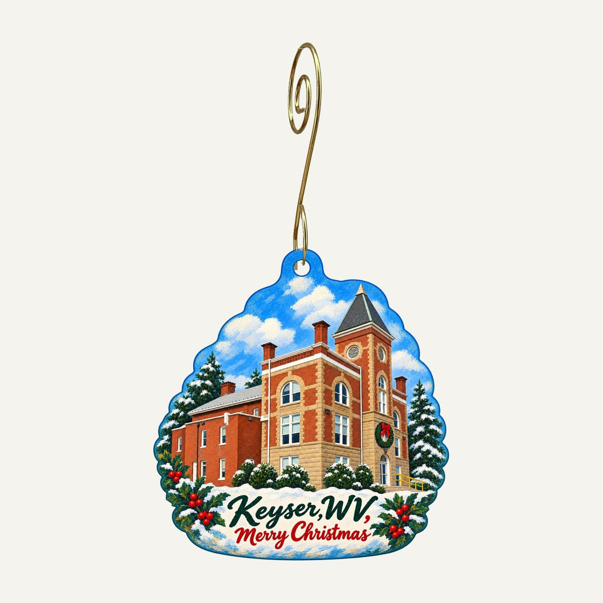 Reeds Drug Store and Fine Gifts Christmas custom wood ornament OC1386 hanging on hook