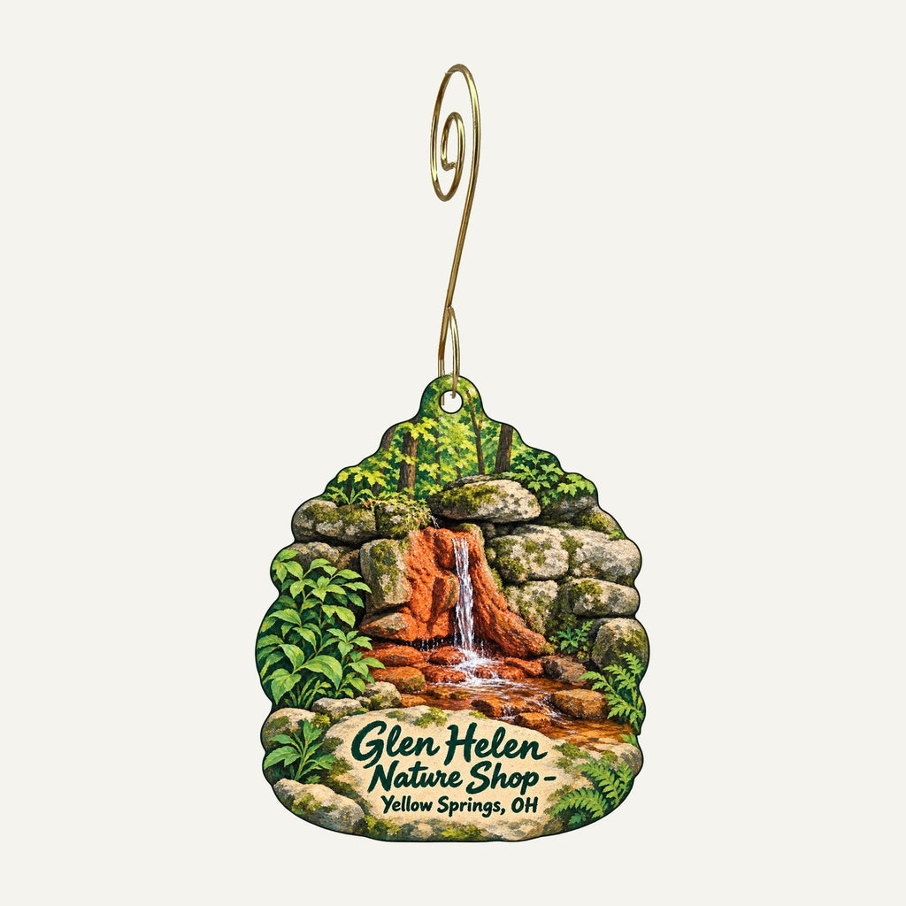 Glen Helen Nature Shop Logo custom wood ornament OC1388 hanging on hook