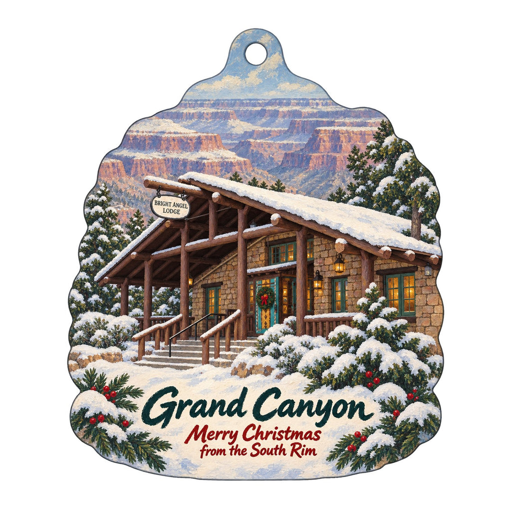 Bright Angel Gift Store Christmas custom wood ornament OC138 on white