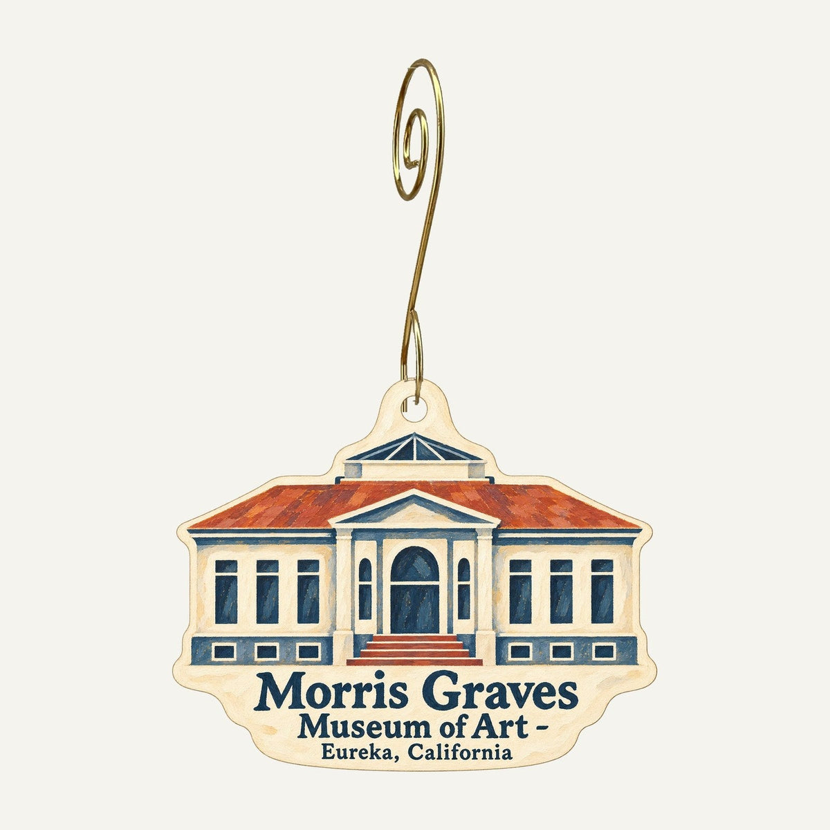 Humboldt Arts Council - Morris Graves Museum of Art Logo custom wood ornament OC1394 hanging on hook