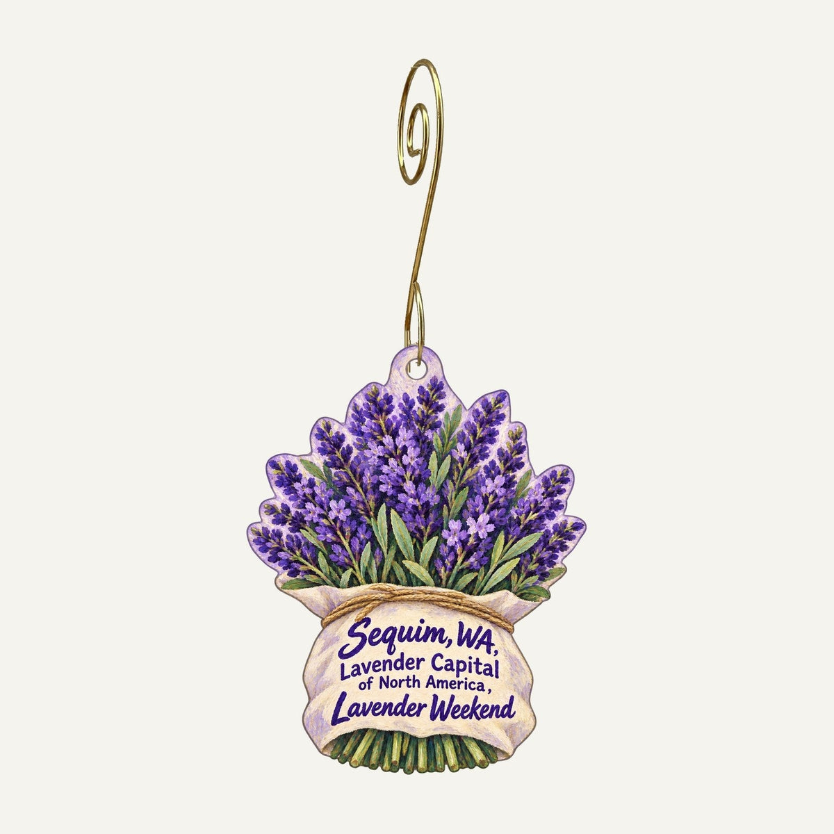 Over the Fence Town Icon custom wood ornament OC1399 hanging on hook
