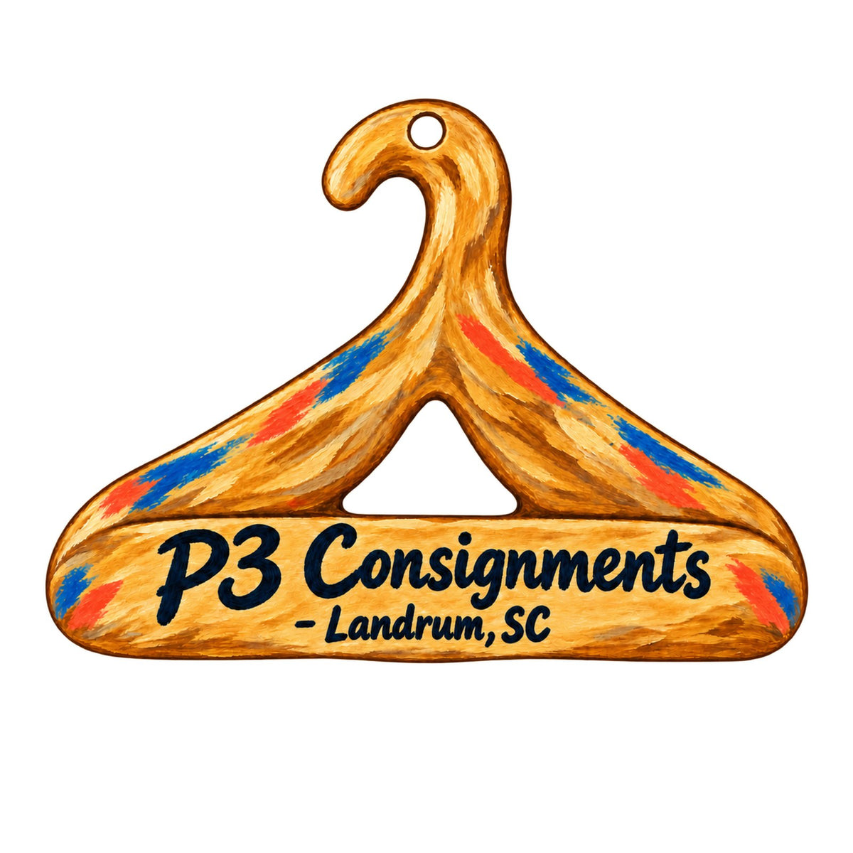 P3 Consignments Logo custom wood ornament OC1400 on white
