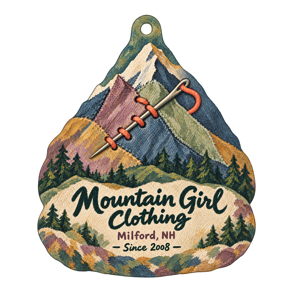Mountain Girl Clothing Logo custom wood ornament OC140 on white