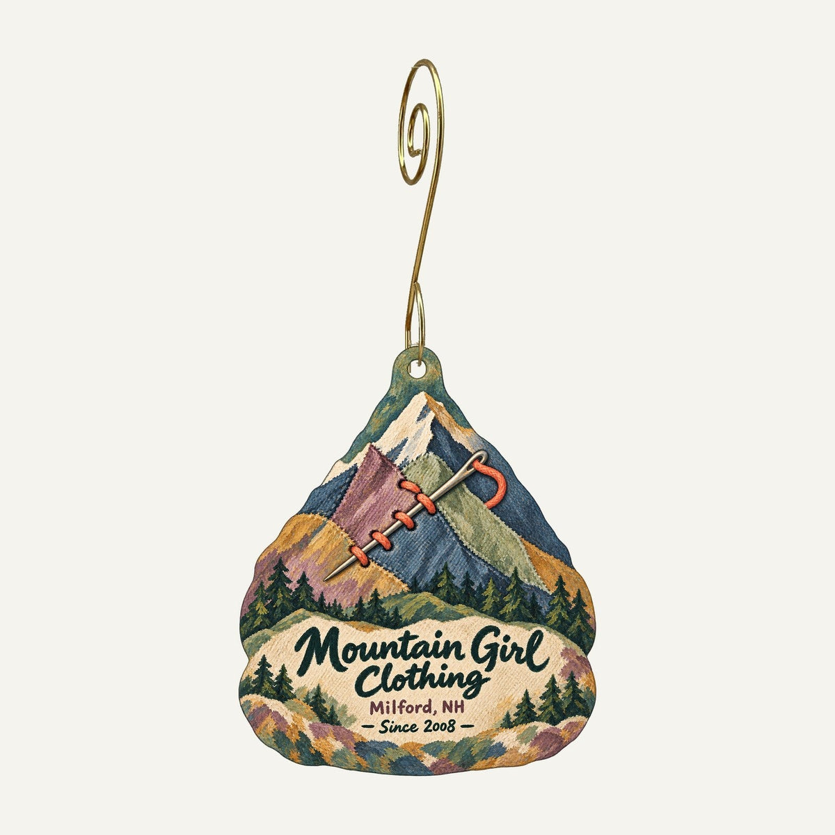 Mountain Girl Clothing Logo custom wood ornament OC140 hanging on hook