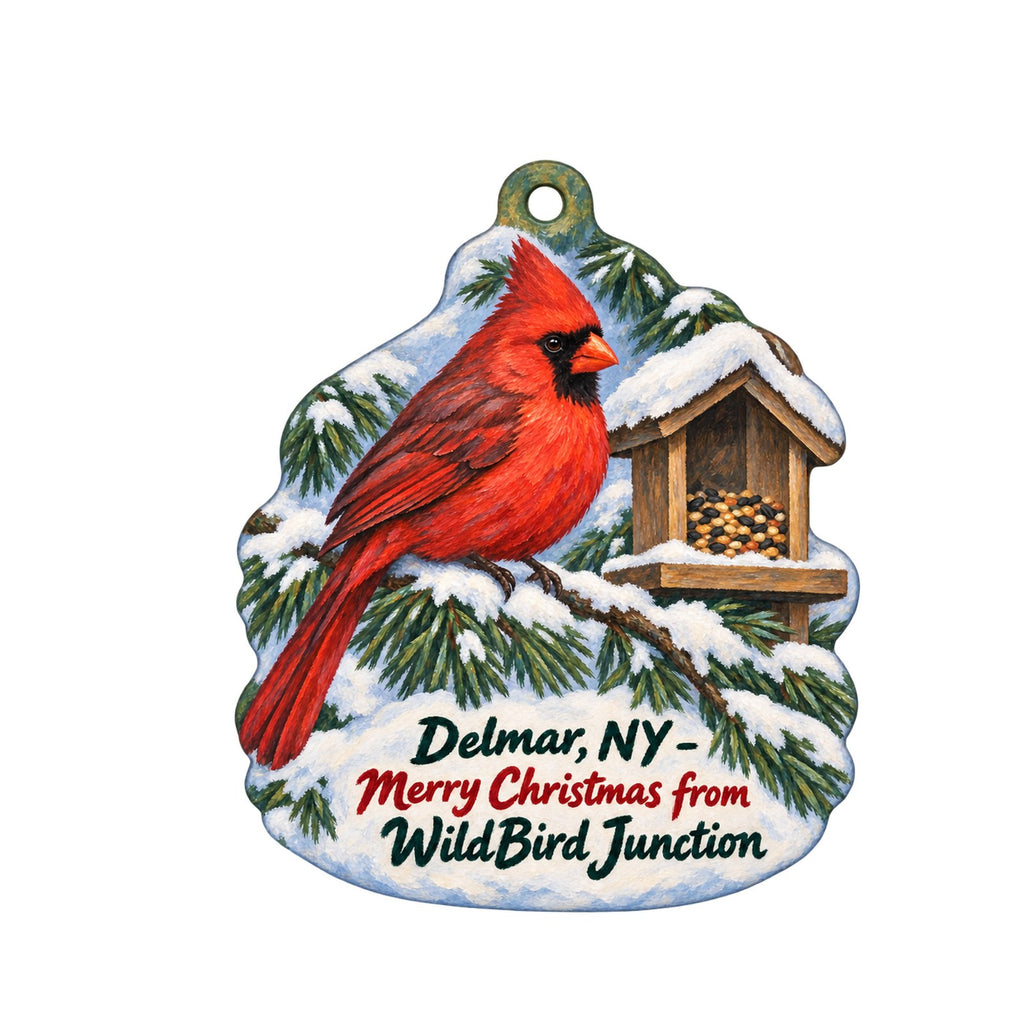 WildBird Junction - The Backyard Nature Shoppe Christmas custom wood ornament OC1413 on white