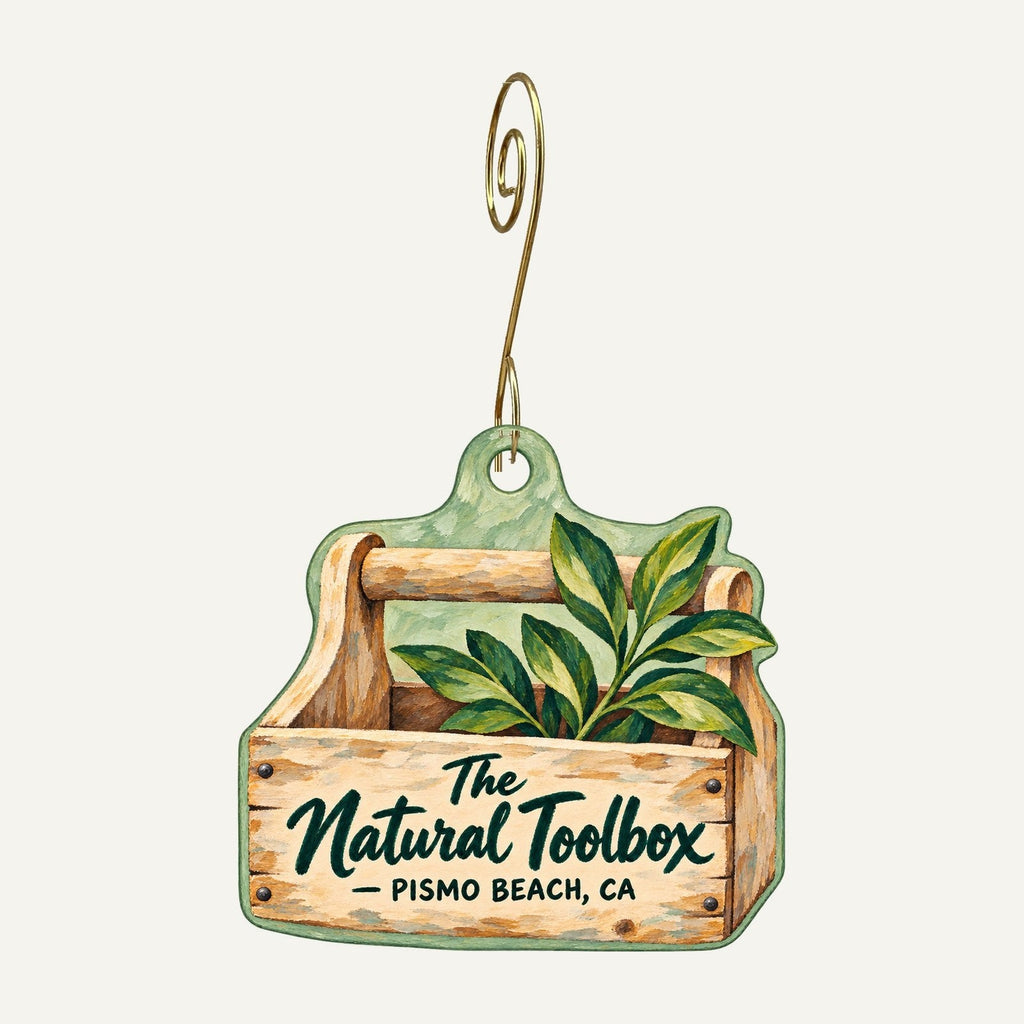 The Natural Toolbox Logo custom wood ornament OC1415 hanging on hook