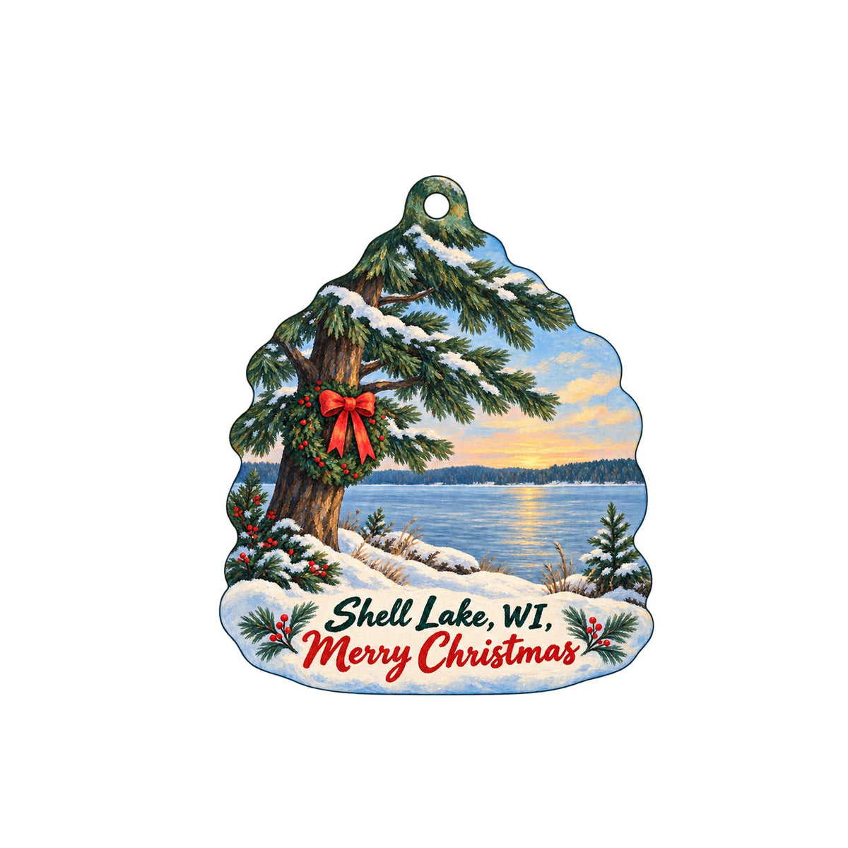 The Potter's Shed Christmas custom wood ornament OC1422 on white