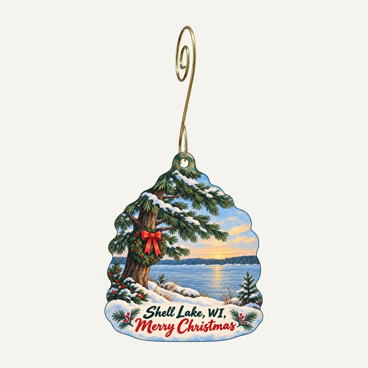 The Potter's Shed Christmas custom wood ornament OC1422 hanging on hook
