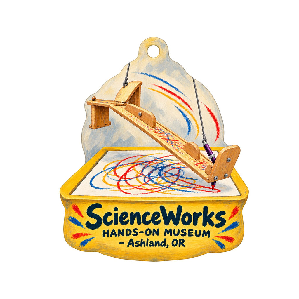 ScienceWorks Hands-On Museum Logo custom wood ornament OC1424 on white