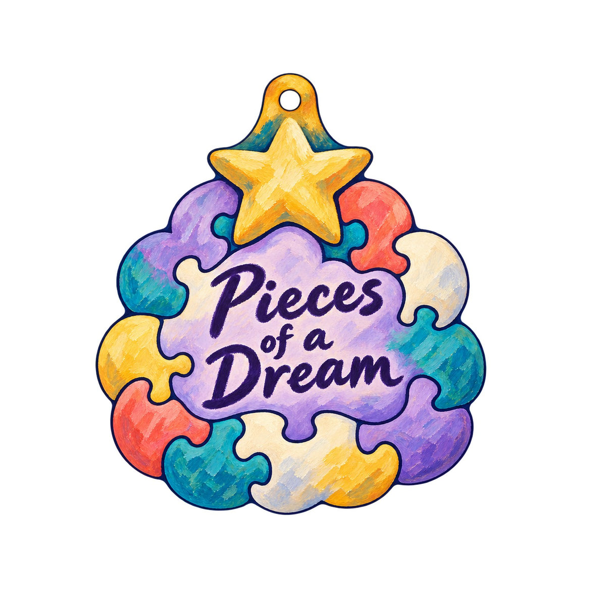 Pieces of a Dream Logo custom wood ornament OC1427 on white
