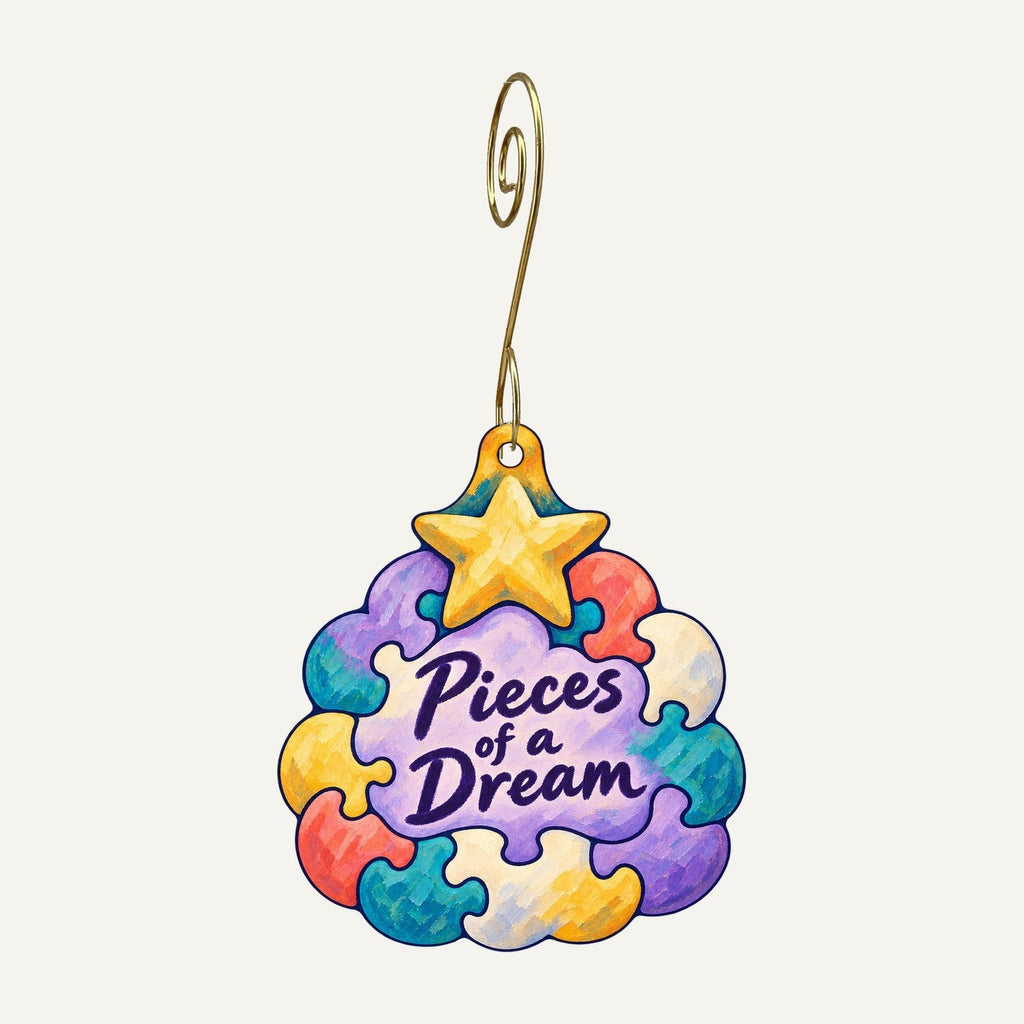 Pieces of a Dream Logo custom wood ornament OC1427 hanging on hook