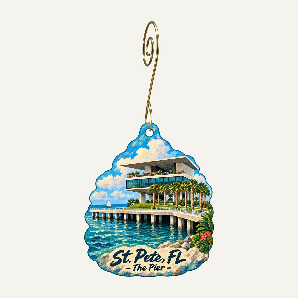 Pieces of a Dream Town Icon custom wood ornament OC1429 hanging on hook