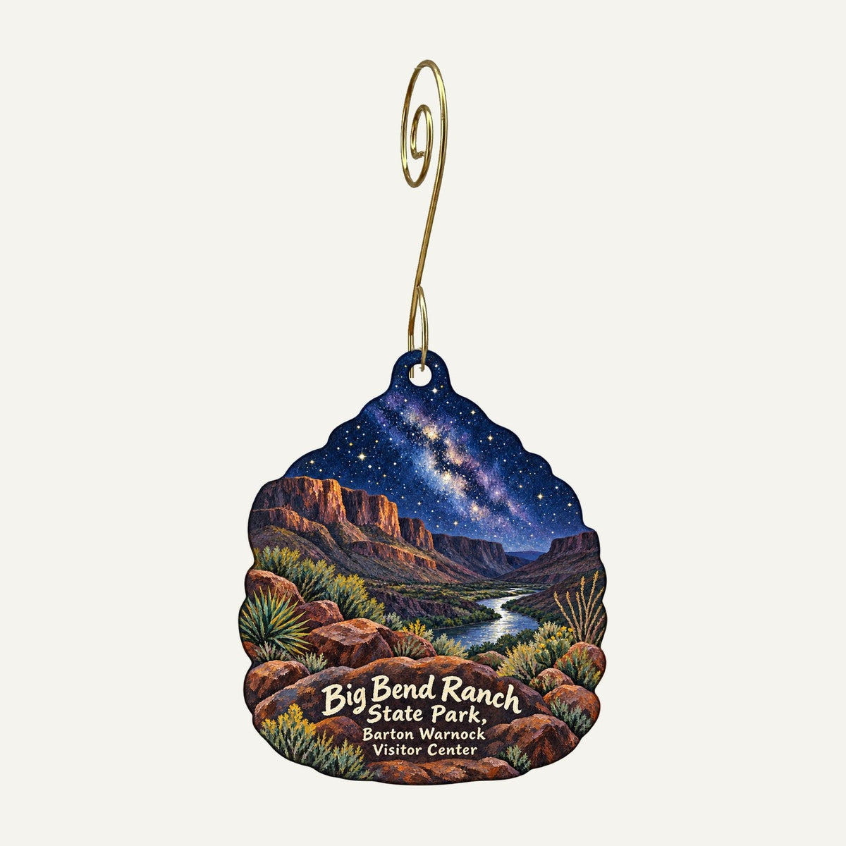 Barton Warnock Visitor Center Logo custom wood ornament OC1430 hanging on hook