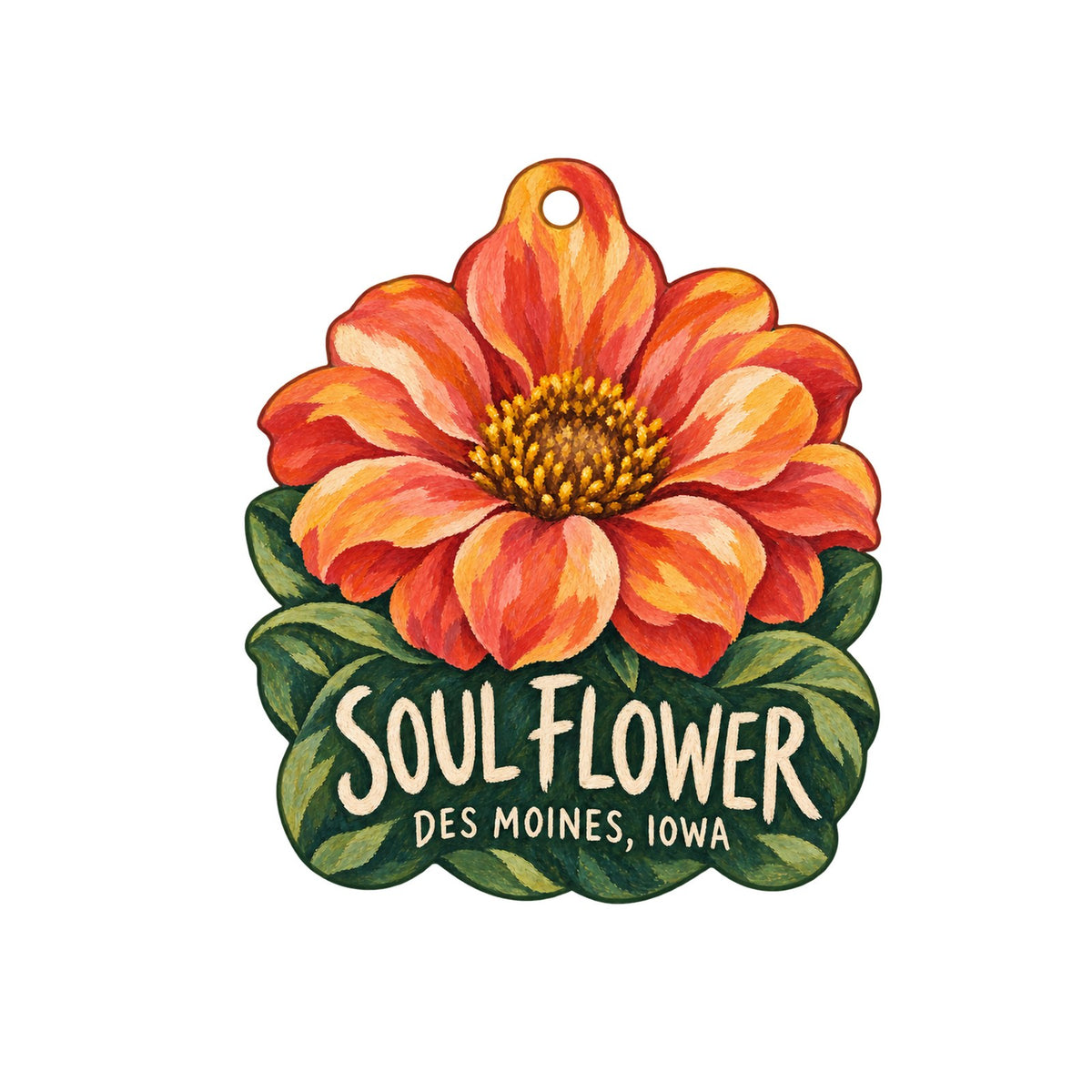 Soul Flower Logo custom wood ornament OC1436 on white