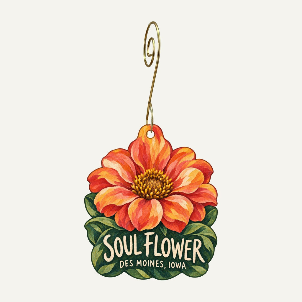 Soul Flower Logo custom wood ornament OC1436 hanging on hook