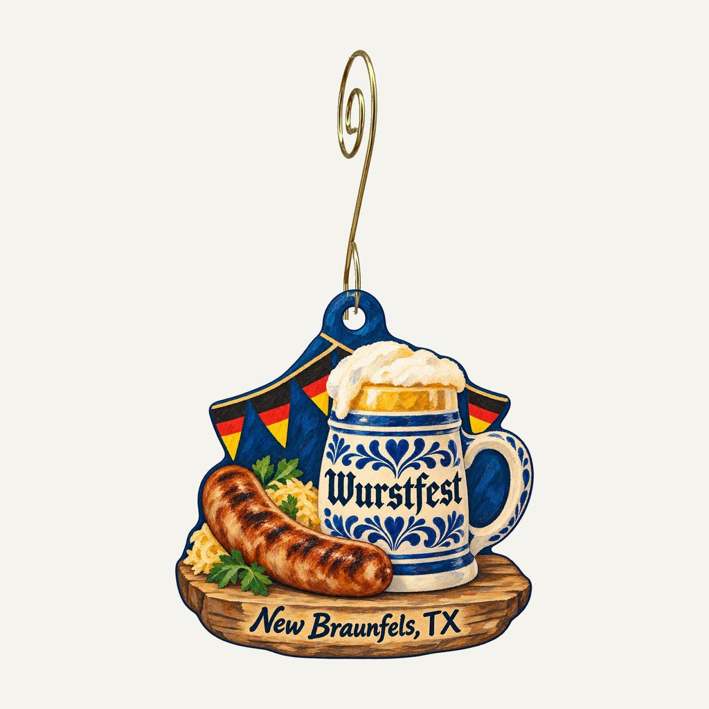 Zest Impressions Town Icon custom wood ornament OC1441 hanging on hook