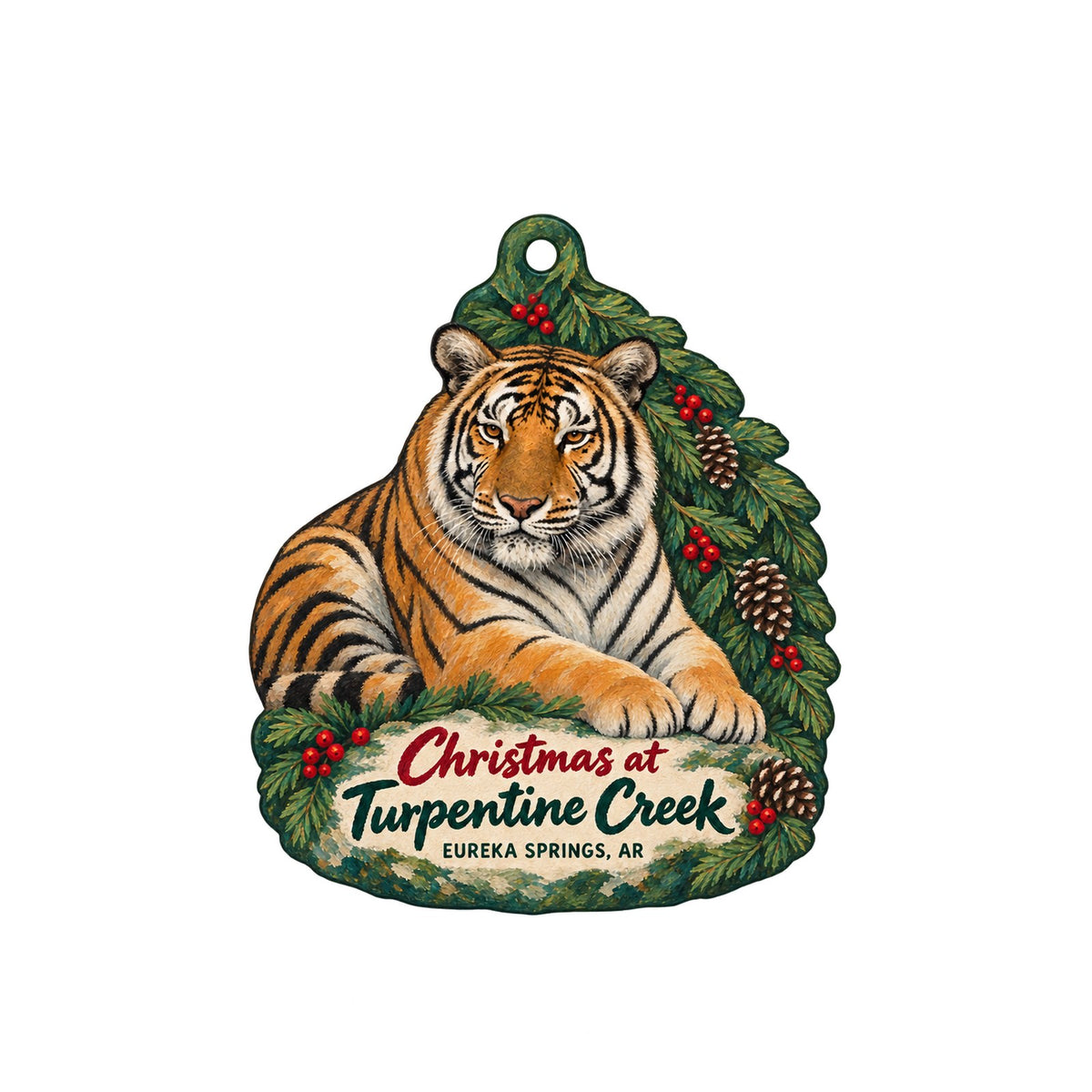 Turpentine Creek Wildlife Refuge Christmas custom wood ornament OC1443 on white